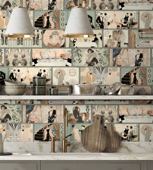BMHD002-01B - Charleston Tower Wallpaper - Vintage Multi - Brand McKenzie