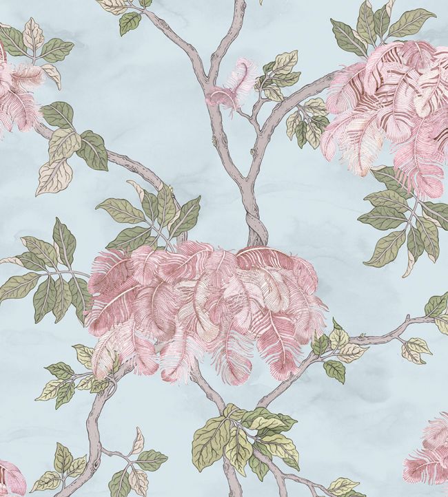 BMHD002-03C - Feather Palm Wallpaper - Sky Blue - Brand McKenzie