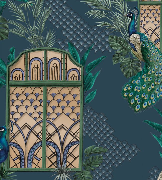 BMHD002-06A - Peacock Manor Wallpaper - Indigo - Brand McKenzie