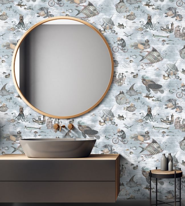BMHD002-07B - Sea Life Wallpaper - Aqua & Sand - Brand McKenzie