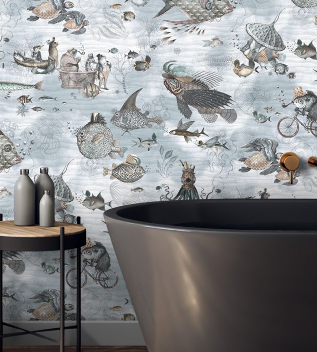 BMHD002-07B - Sea Life Wallpaper - Aqua & Sand - Brand McKenzie