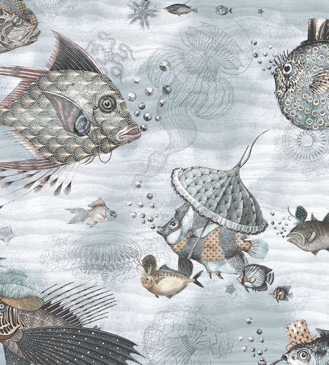 BMHD002-07B - Sea Life Wallpaper - Aqua & Sand - Brand McKenzie