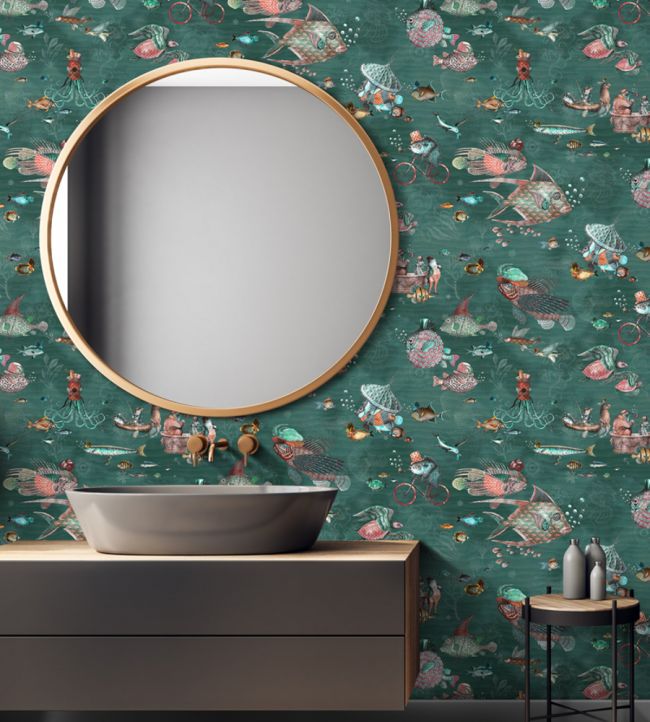 BMHD002-07E - Sea Life Wallpaper - Teal - Brand McKenzie