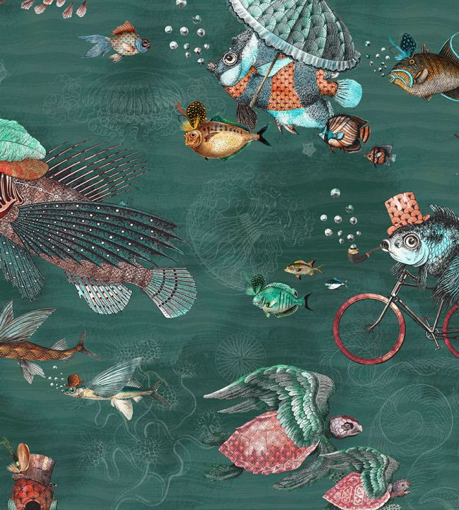 BMHD002-07E - Sea Life Wallpaper - Teal - Brand McKenzie
