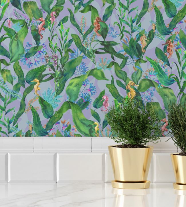 BMHD002-08C - Seahorse Mangrove Wallpaper - Spring Green - Brand McKenzie