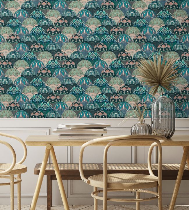 BMHD002-09D - Silk Shades Wallpaper - Teal - Brand McKenzie