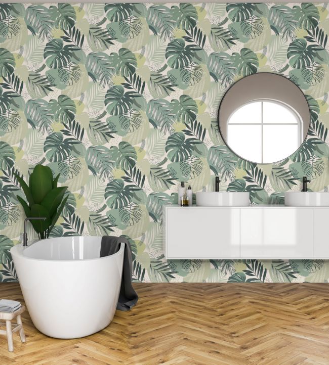 BMTD001-01A - Abstract Jungle Wallpaper - Leaf Green - Brand McKenzie
