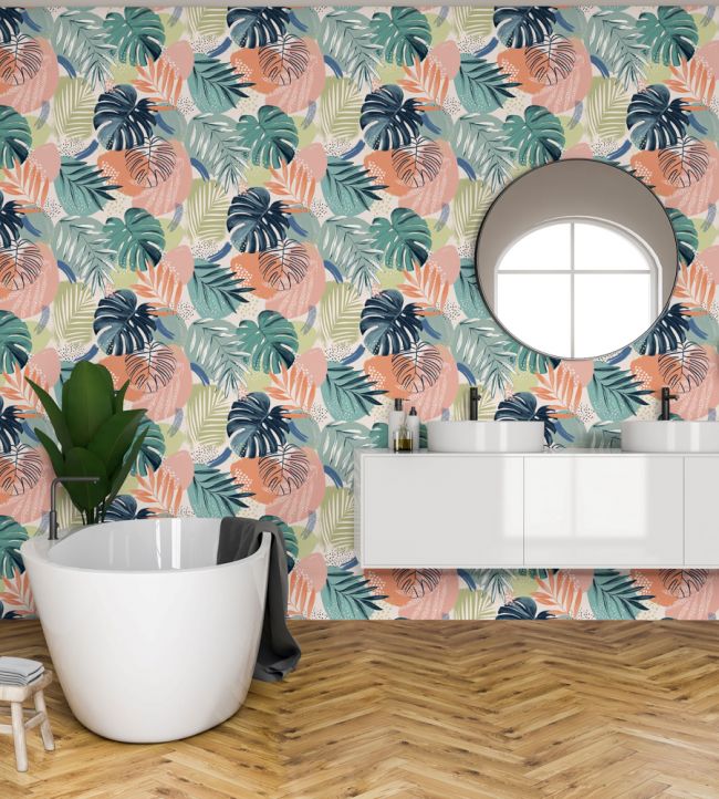 BMTD001-01C - Abstract Jungle Wallpaper - Teal Blue - Brand McKenzie