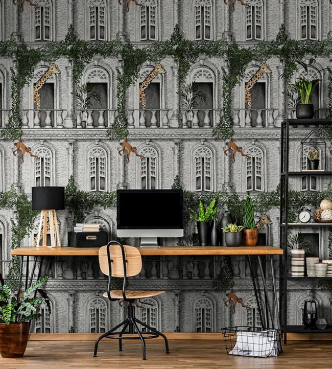 BMTD001-03A - Animal Architecture Wallpaper - Green - Brand McKenzie