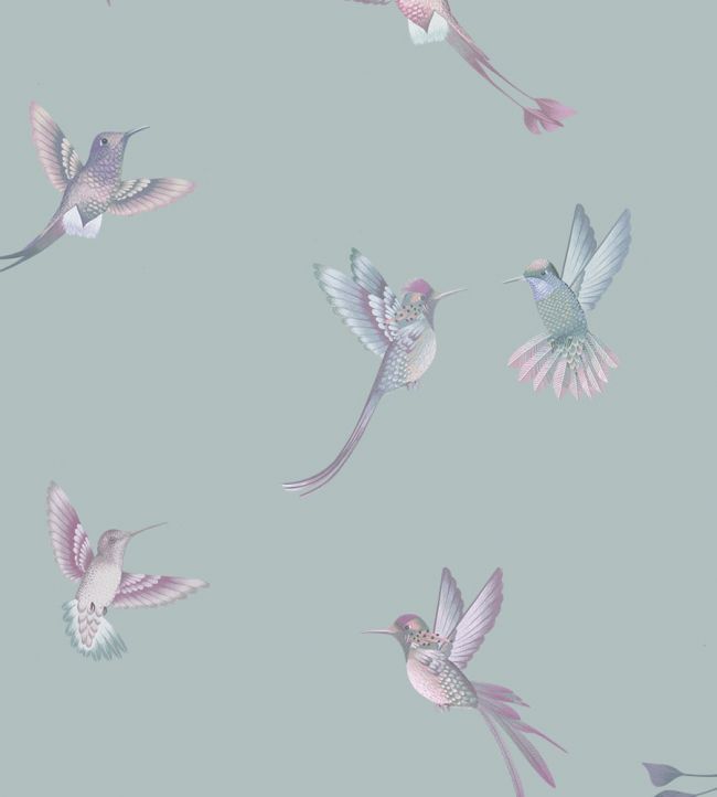BMTD001-08A - Exotic Birds Wallpaper - Duck Egg Blue - Brand McKenzie