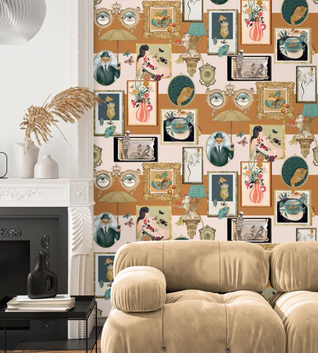 BMWL005-03B - Connecting Frames Wallpaper - Caramel - Brand McKenzie