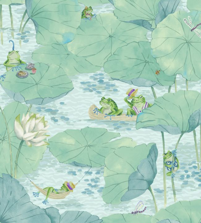 BMWL005-07A - Pond Life Wallpaper - Aqua - Brand McKenzie