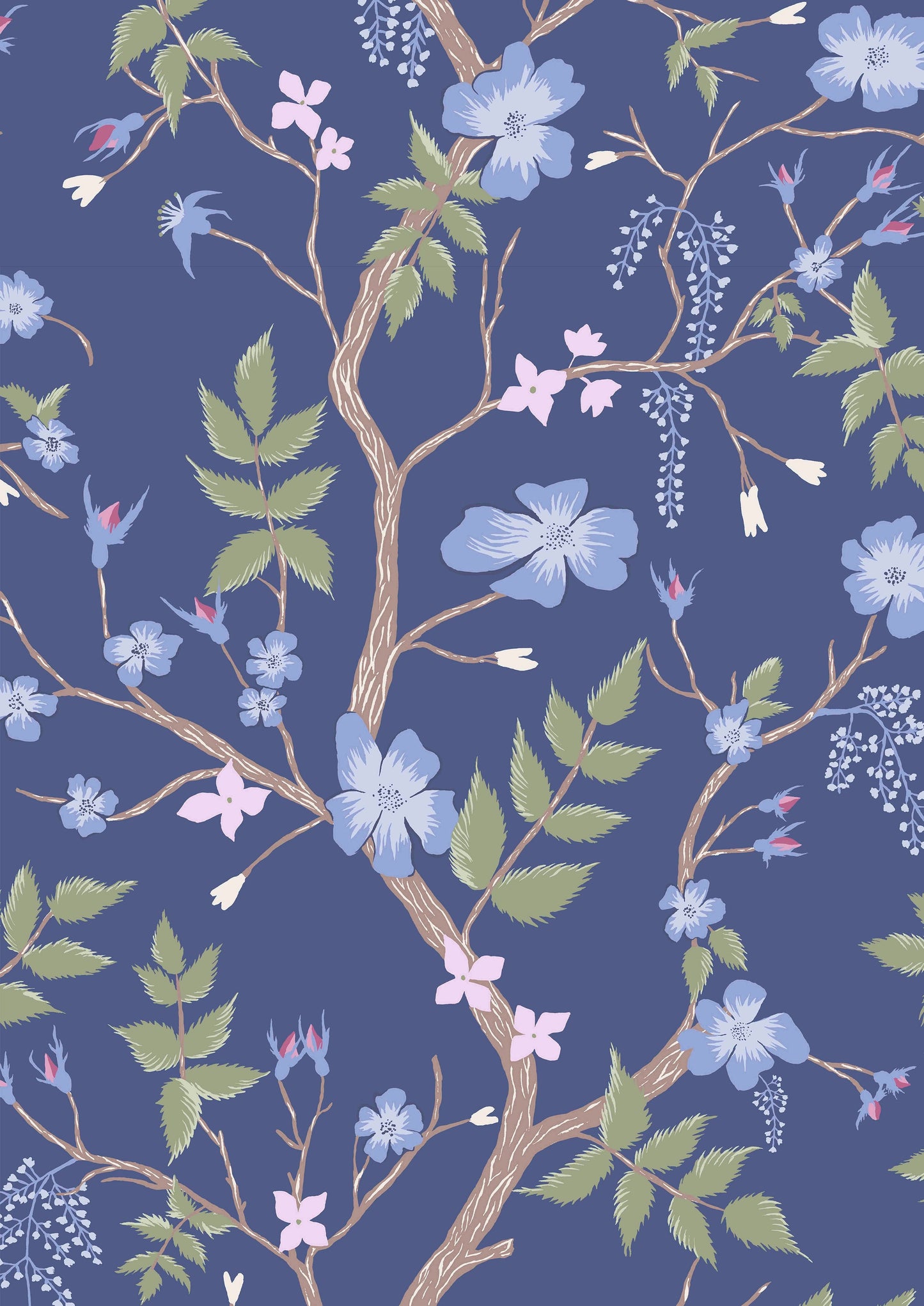Cinda's Roses Wallpaper - Blue Yonder - Lewis & Wood
