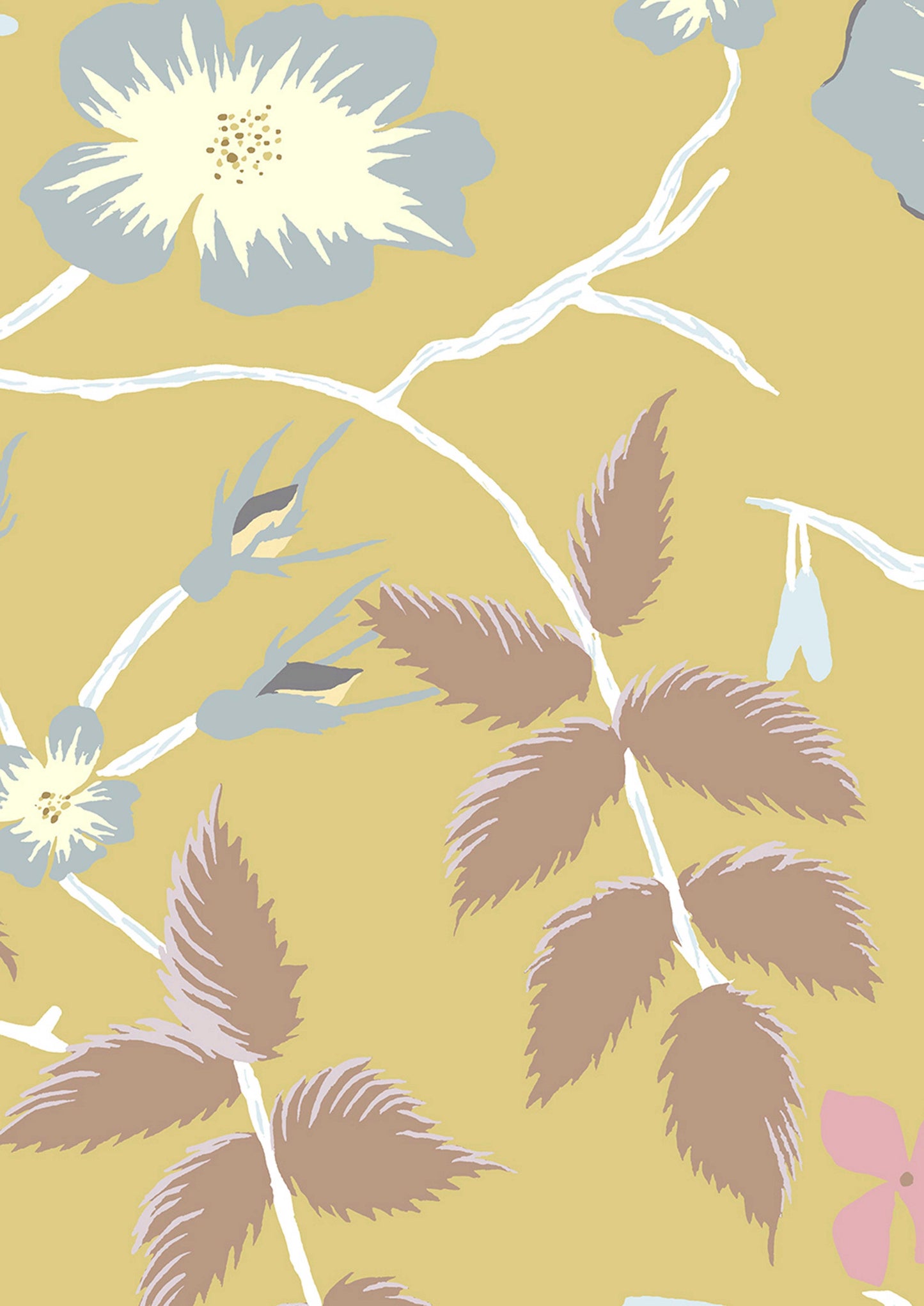 Cinda's Roses Wallpaper - Sunshine - Lewis & Wood