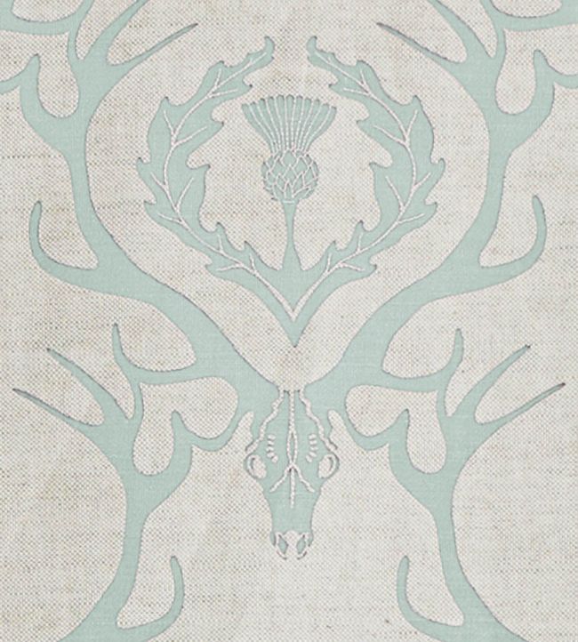 Deer Damask Fabric - Duck Egg - BGF010-101 - Barneby Gates