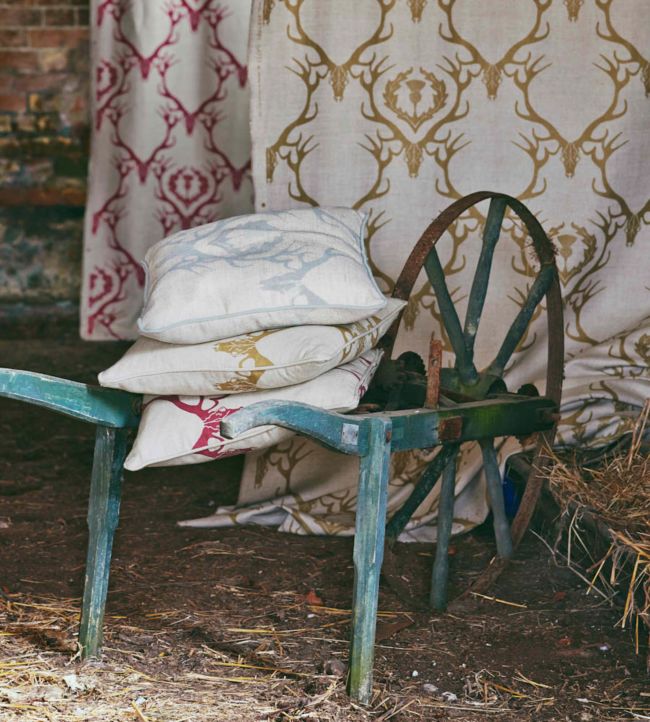 Deer Damask Fabric - Duck Egg - BGF010-101 - Barneby Gates