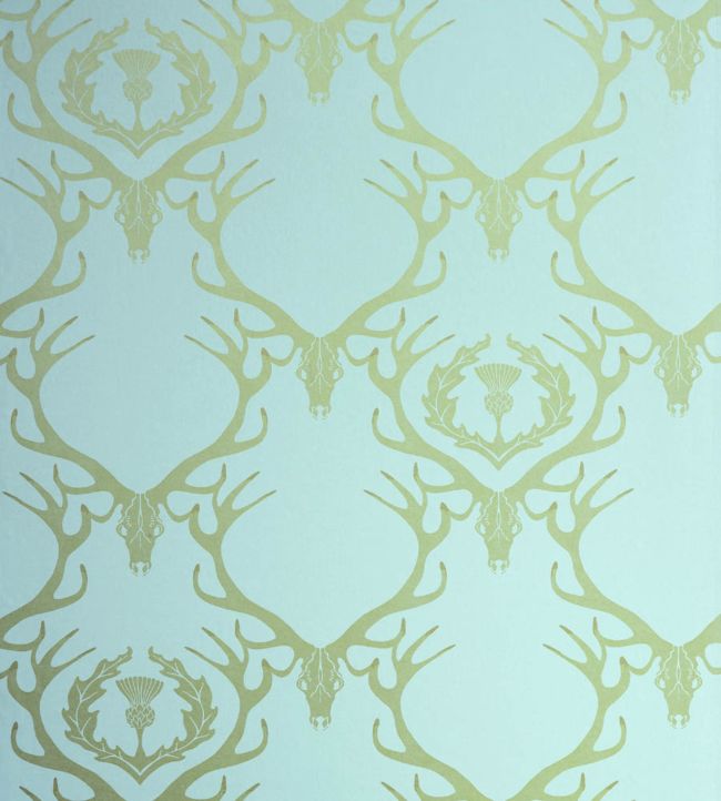 Deer Damask Wallpaper - Duck Egg Blue - BG0100 - 401 - Barneby Gates