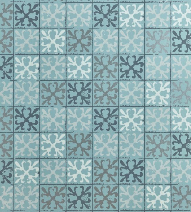 Fleur De Lys Tile Wallpaper - Canteen Blue - BG1600201 - Barneby Gates