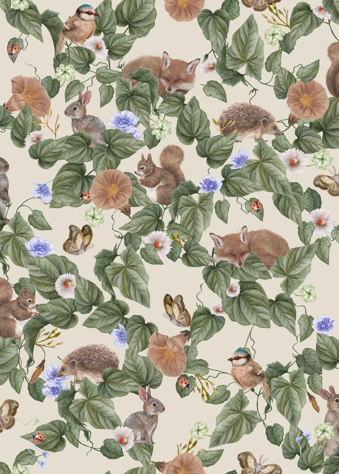 Forest Lullaby Nursery Wallpaper - Linen - Summer Gray