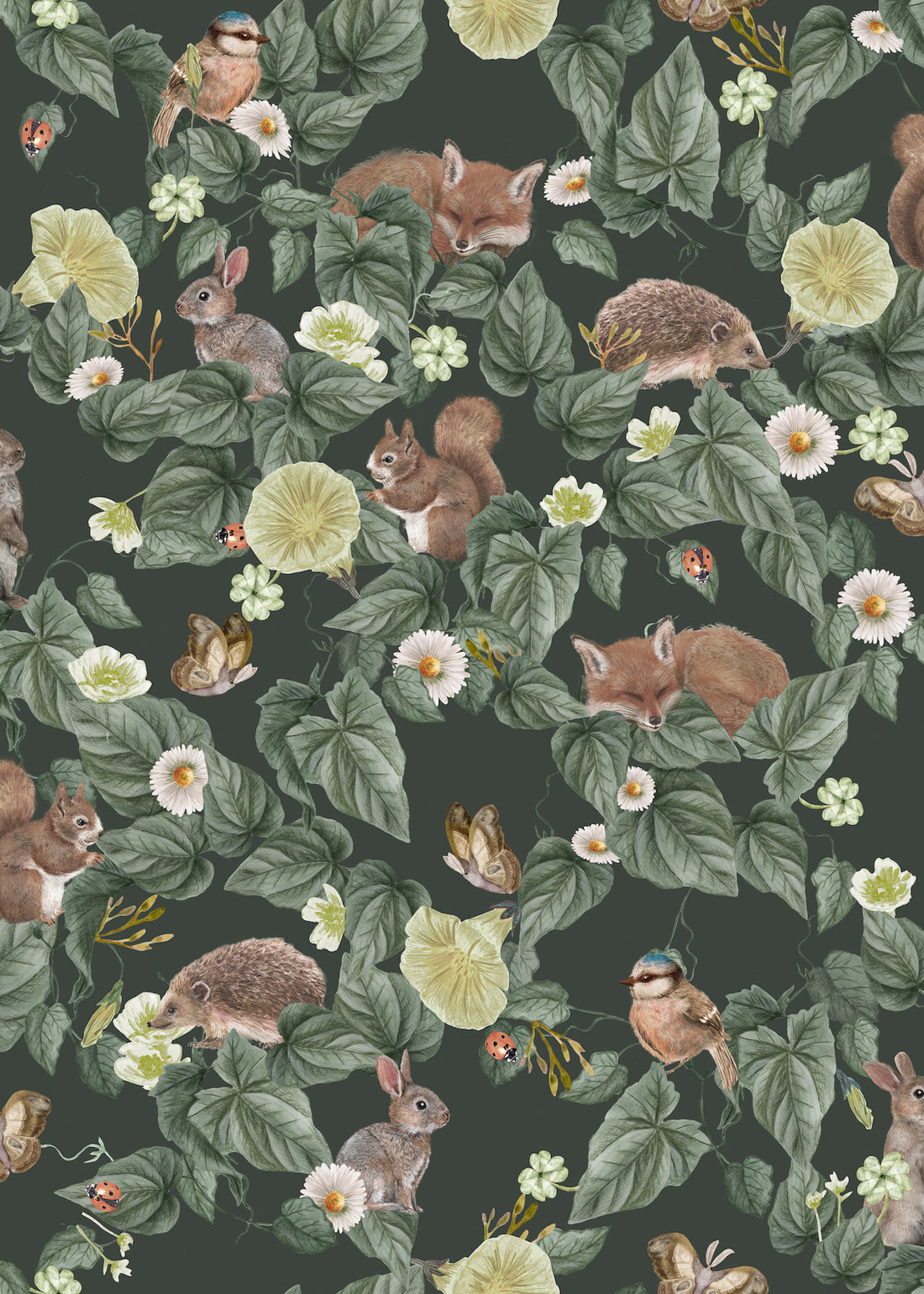 Forest Lullaby Nursery Wallpaper - Pine - Summer Gray