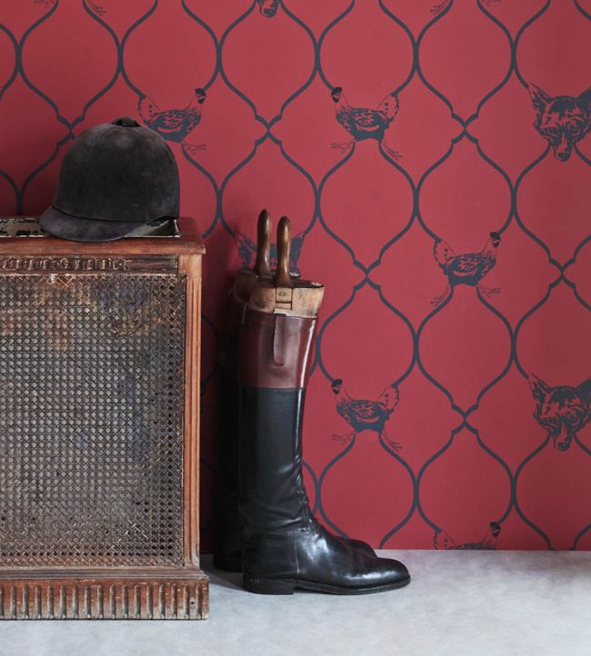 Fox And Hen Wallpaper - Brick - BG0900 - 101 - Barneby Gates