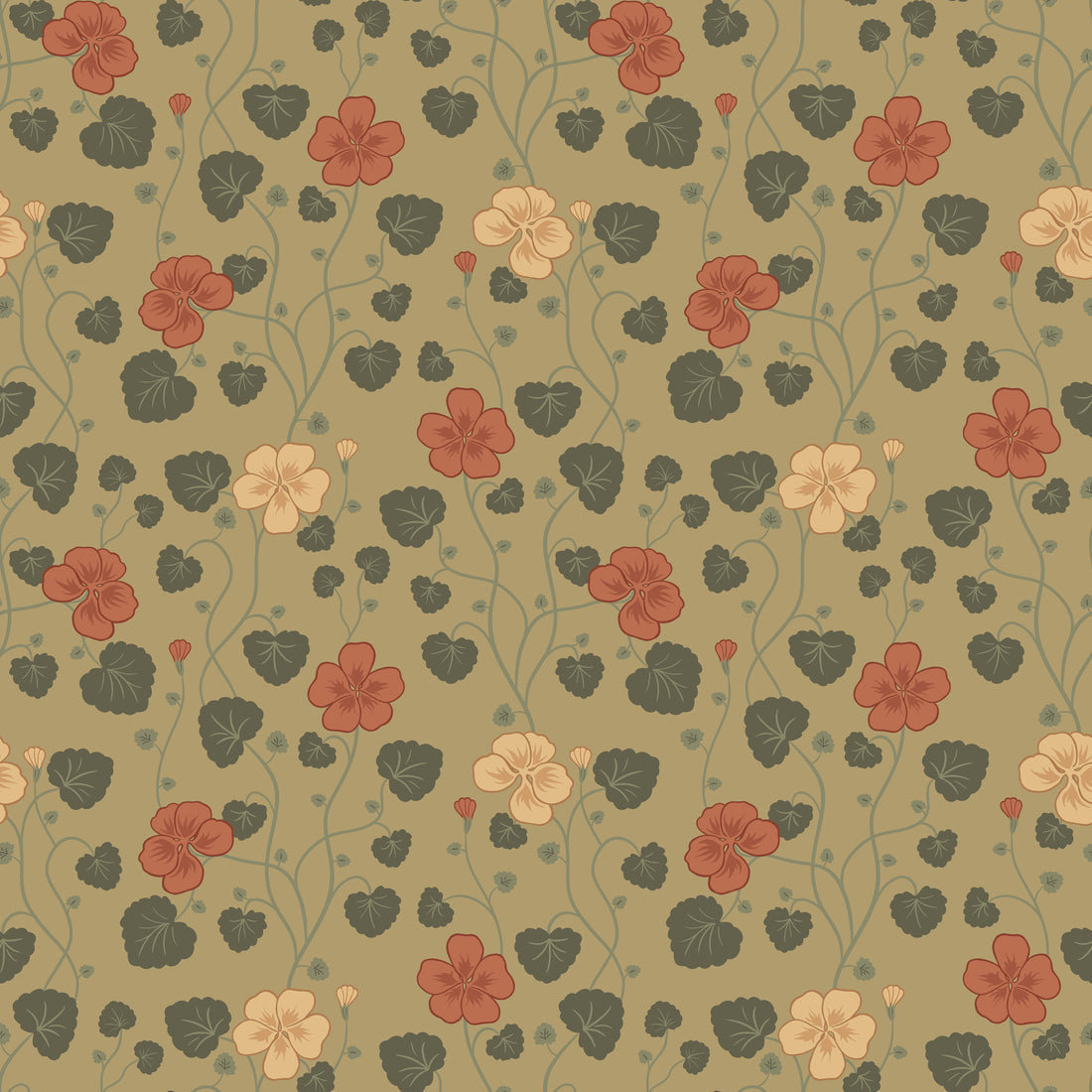 Hallie Wallpaper - Gold - Summer Gray