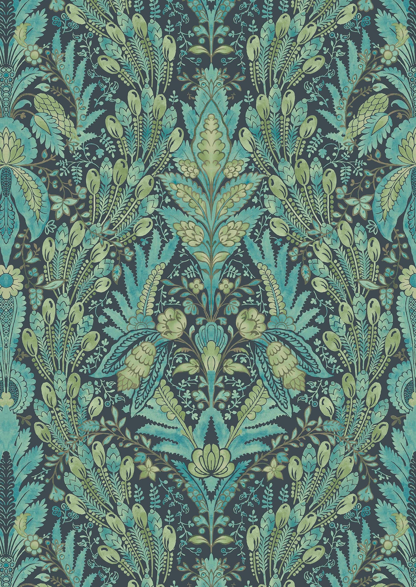 Hawksmoor Wallpaper - Peacock - Lewis & Wood