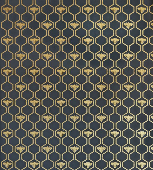 Honey Bees Wallpaper - Gold on Charcoal - BG0700 - 201 - Barneby Gates