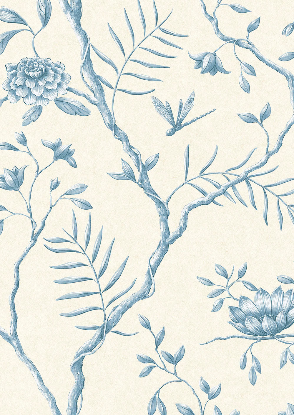 Jasper Peony Wallpaper - China Blue - Lewis & Wood
