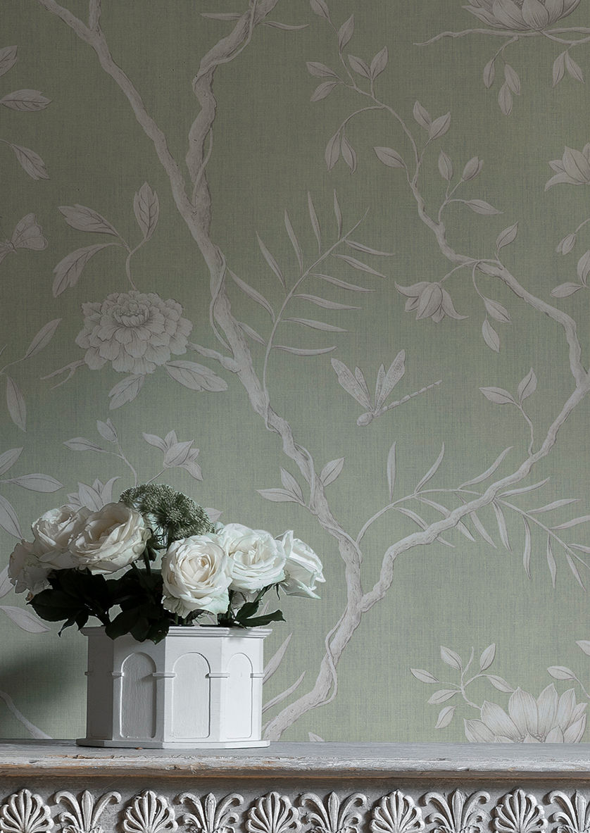 Jasper Peony Wallpaper - Eau de Nil - Lewis & Wood
