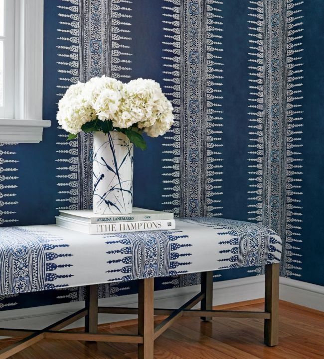 Javanese Stripe Wallpaper - Navy - AT15142 - Anna French