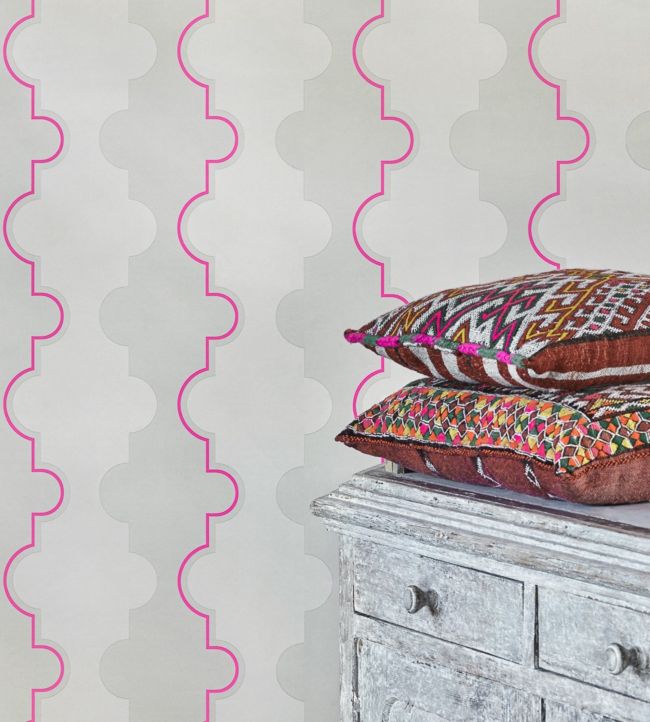 Jigsaw Stripe Wallpaper - Pink - BG1800201 - Barneby Gates
