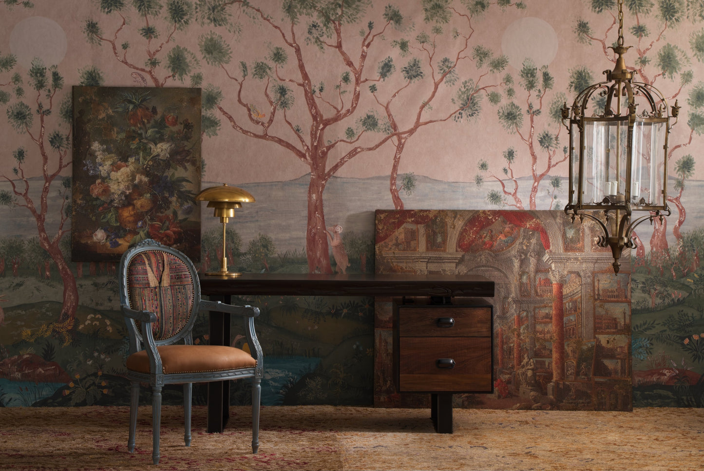 KKLAPADU - Lantern Parade Wallpaper - Plaster pink - Andrew Martin