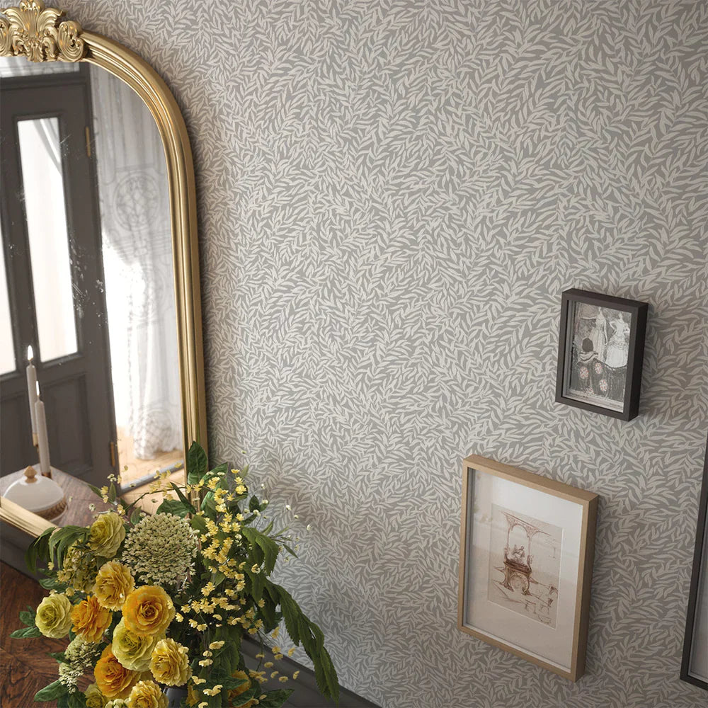LAN100024 - Whimsical Willow Wallpaper - Linen on Earl Grey - Lucie Annabel