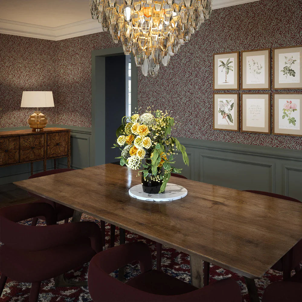 LAN100025 - Whimsical Willow Wallpaper - Seafoam Green on Fig - Lucie Annabel