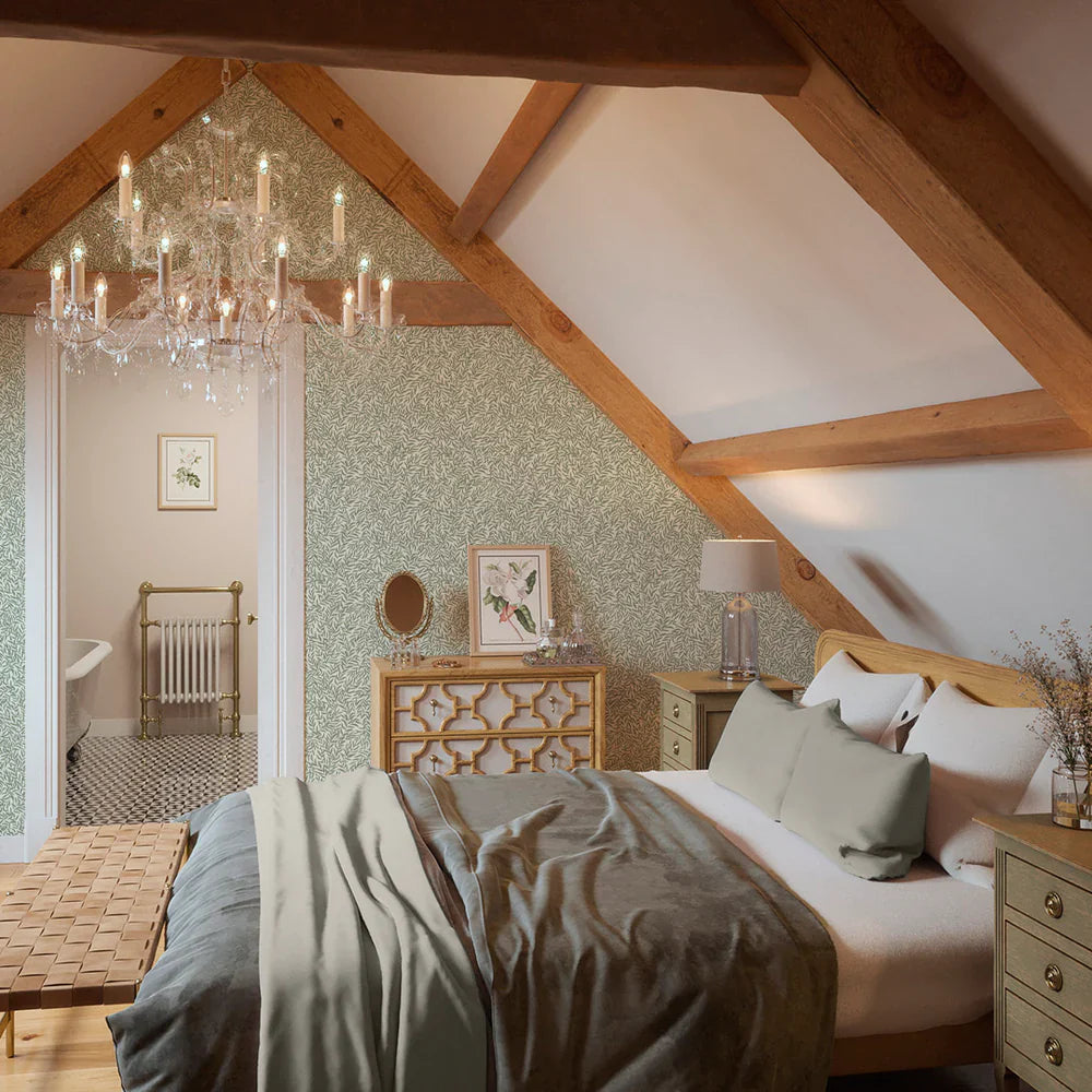 LAN100027 - Whimsical Willow Wallpaper - Windsor Cream & Thyme - Lucie Annabel