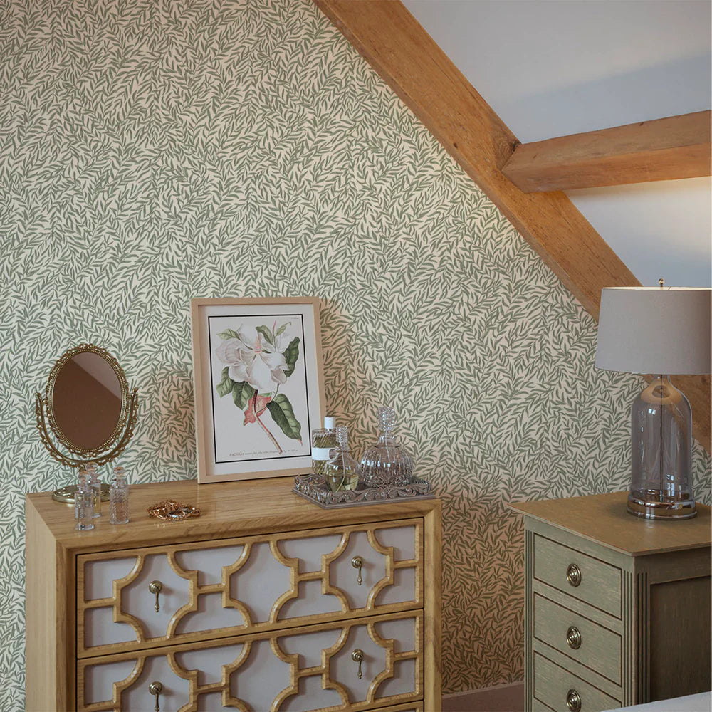 LAN100027 - Whimsical Willow Wallpaper - Windsor Cream & Thyme - Lucie Annabel