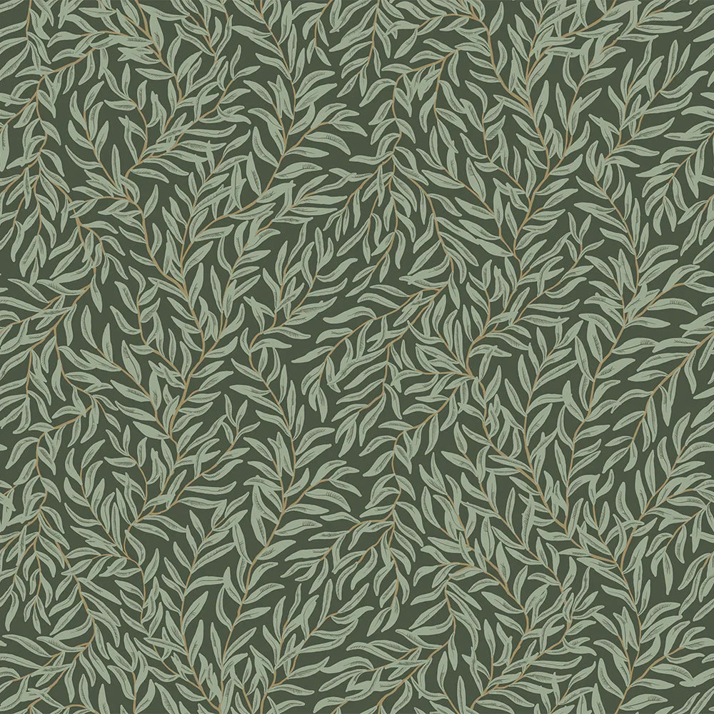 LAN100028 - Whimsical Willow Wallpaper - Bayleaf on Juniper Green - Lucie Annabel