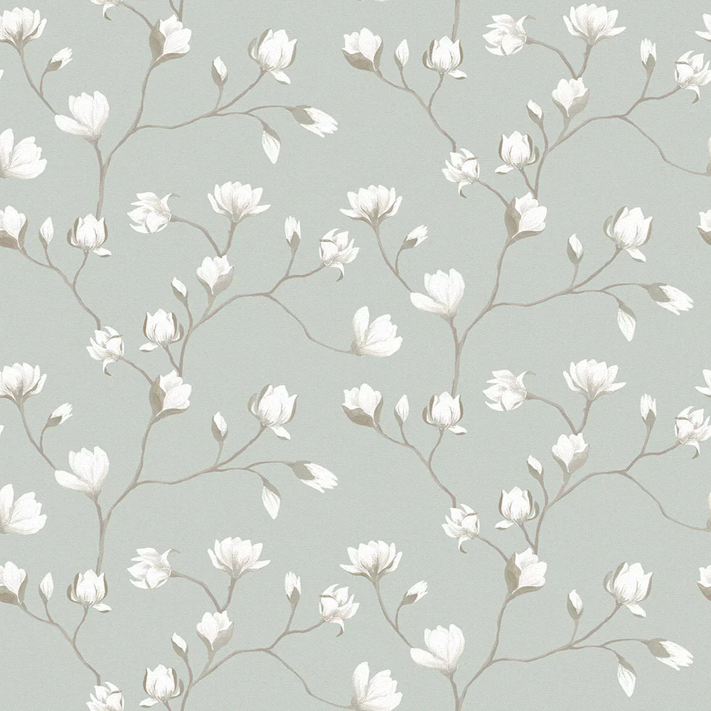 LAN100050 - Sweet Magnolia Wallpaper - Sage Green - Lucie Annabel