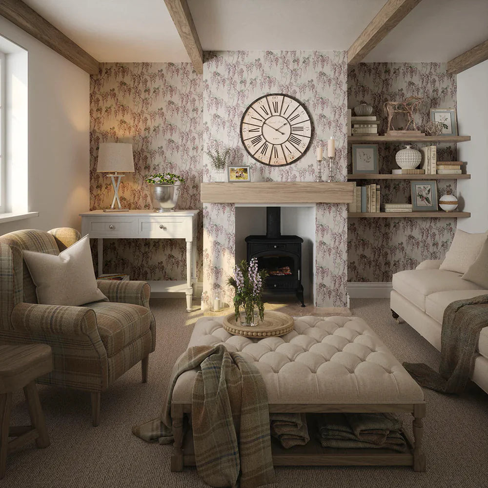 LAN100096 - Wisteria Lane Wallpaper - Shades of Lavender & Linen Cream - Lucie Annabel