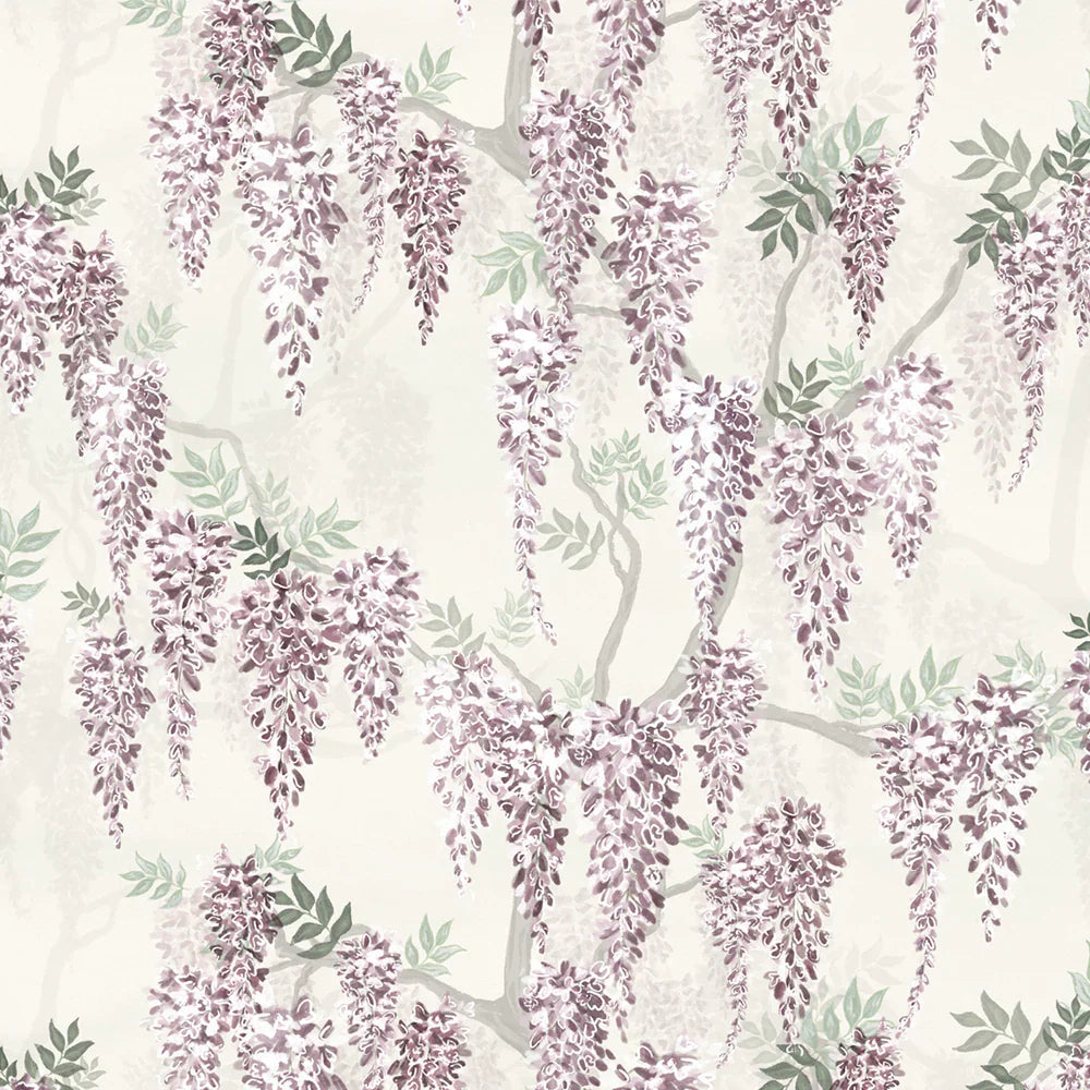 LAN100096 - Wisteria Lane Wallpaper - Shades of Lavender & Linen Cream - Lucie Annabel