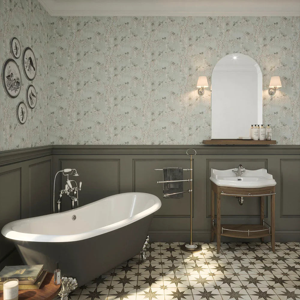 LAN100098 - Wisteria Lane Wallpaper - Mist Green & Vintage Grey - Lucie Annabel