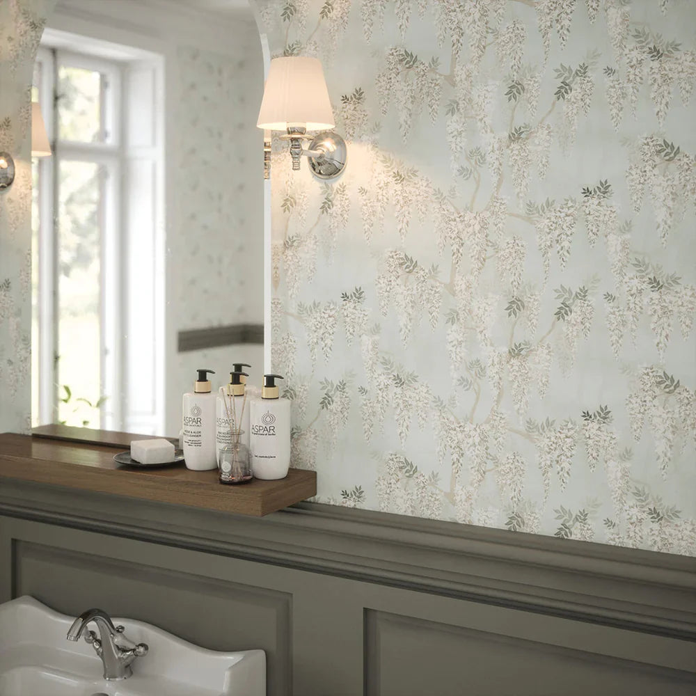 LAN100098 - Wisteria Lane Wallpaper - Mist Green & Vintage Grey - Lucie Annabel