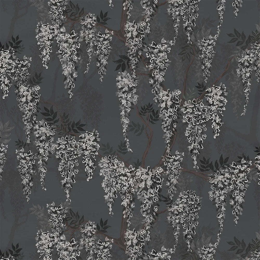 LAN100100 - Wisteria Lane Wallpaper - Shades of Charcoal with White - Lucie Annabel