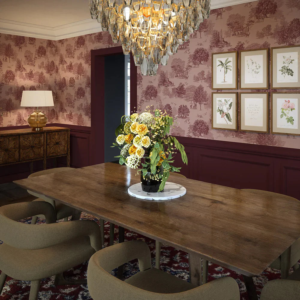 LAN100119 - Toile De Jouy Wallpaper - Red Berry - Lucie Annabel