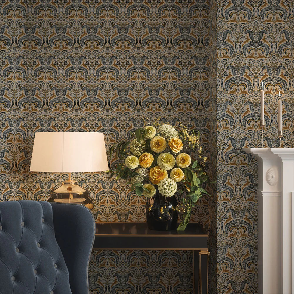 LAN100126 - The Endearing Deer Wallpaper - Winter Blue - Lucie Annabel