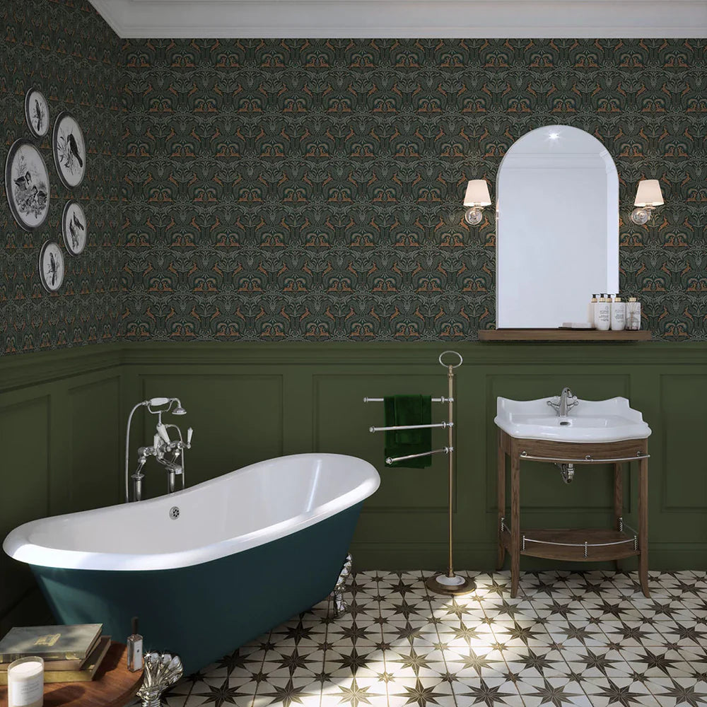 LAN100128 - The Endearing Deer Wallpaper - Shades of Green - Lucie Annabel