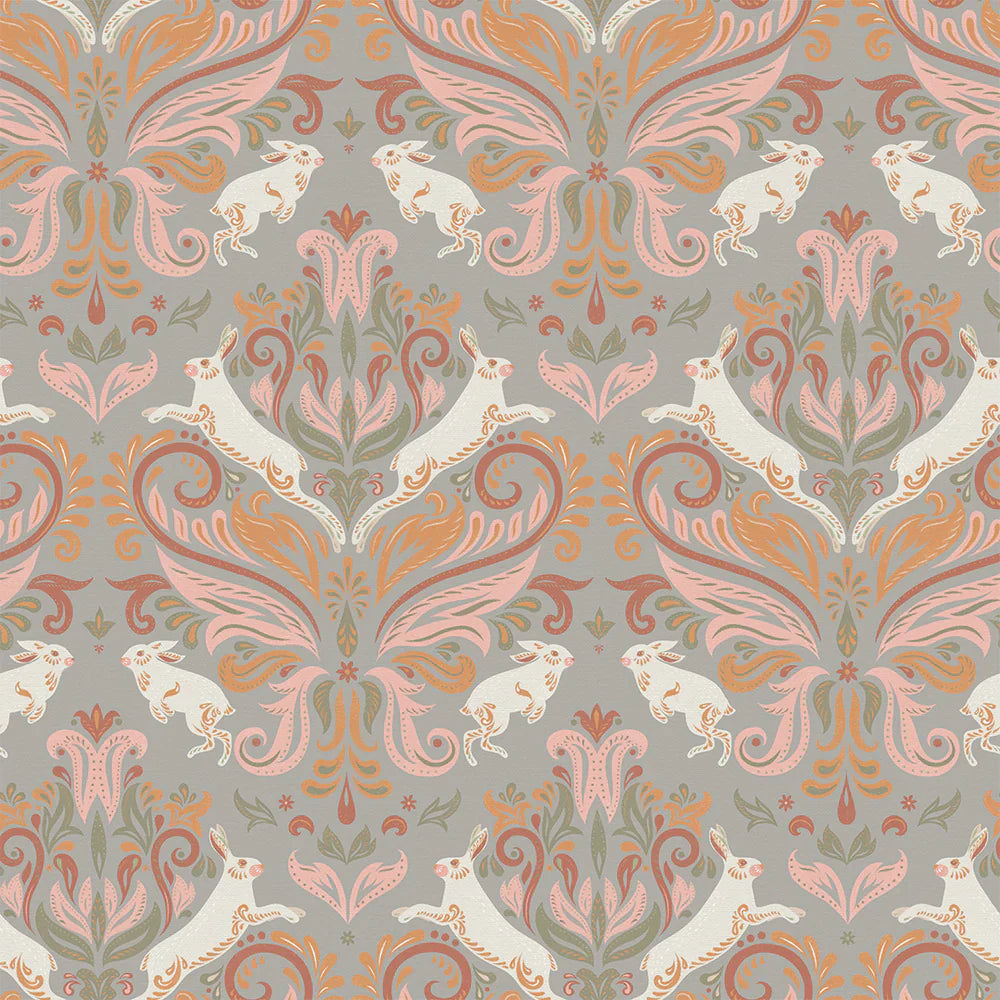 LAN100136 - The Hopping Hare Wallpaper - Morning Sunrise - Lucie Annabel