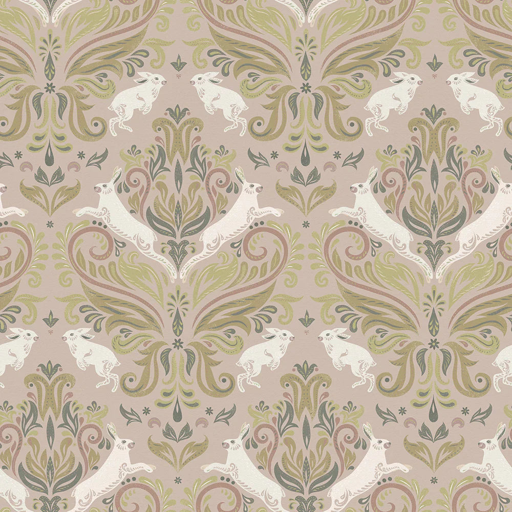 LAN100137 - The Hopping Hare Wallpaper - Earthy Hues - Lucie Annabel