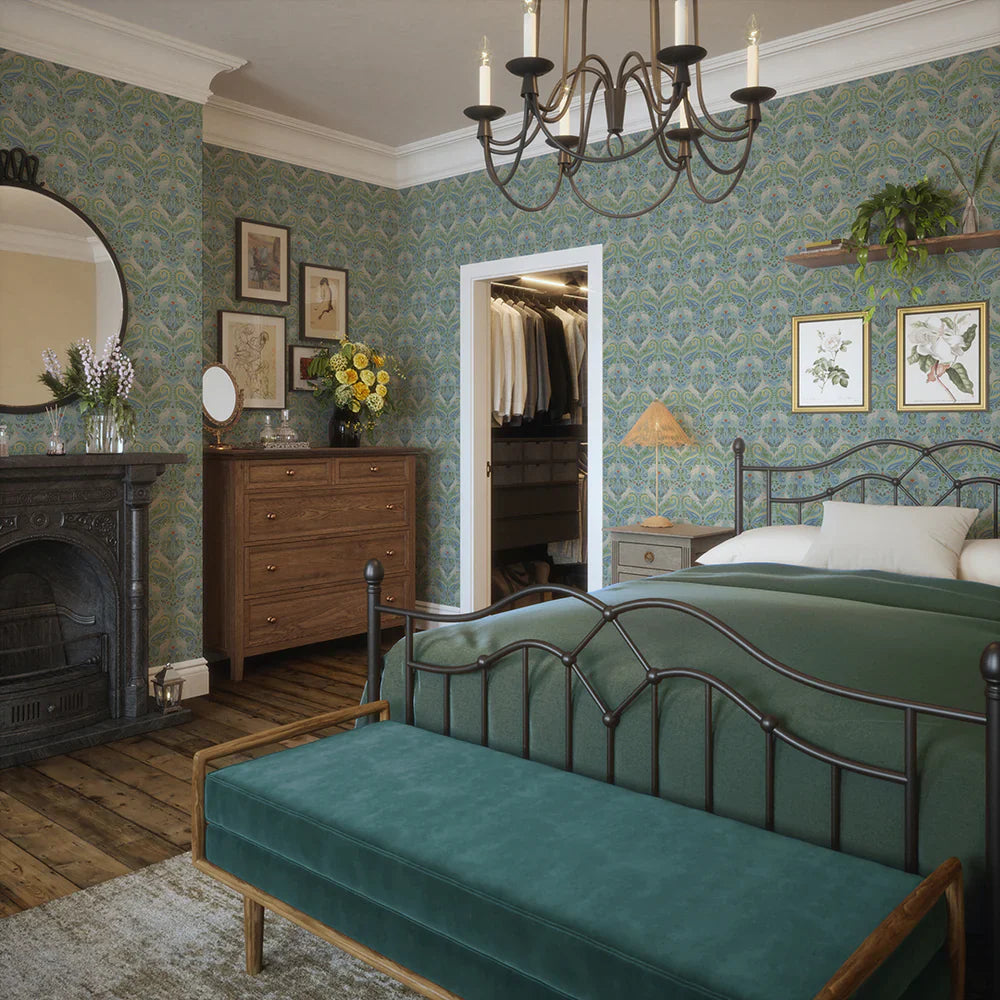 LAN100138 - The Hopping Hare Wallpaper - Springtime Shades - Lucie Annabel